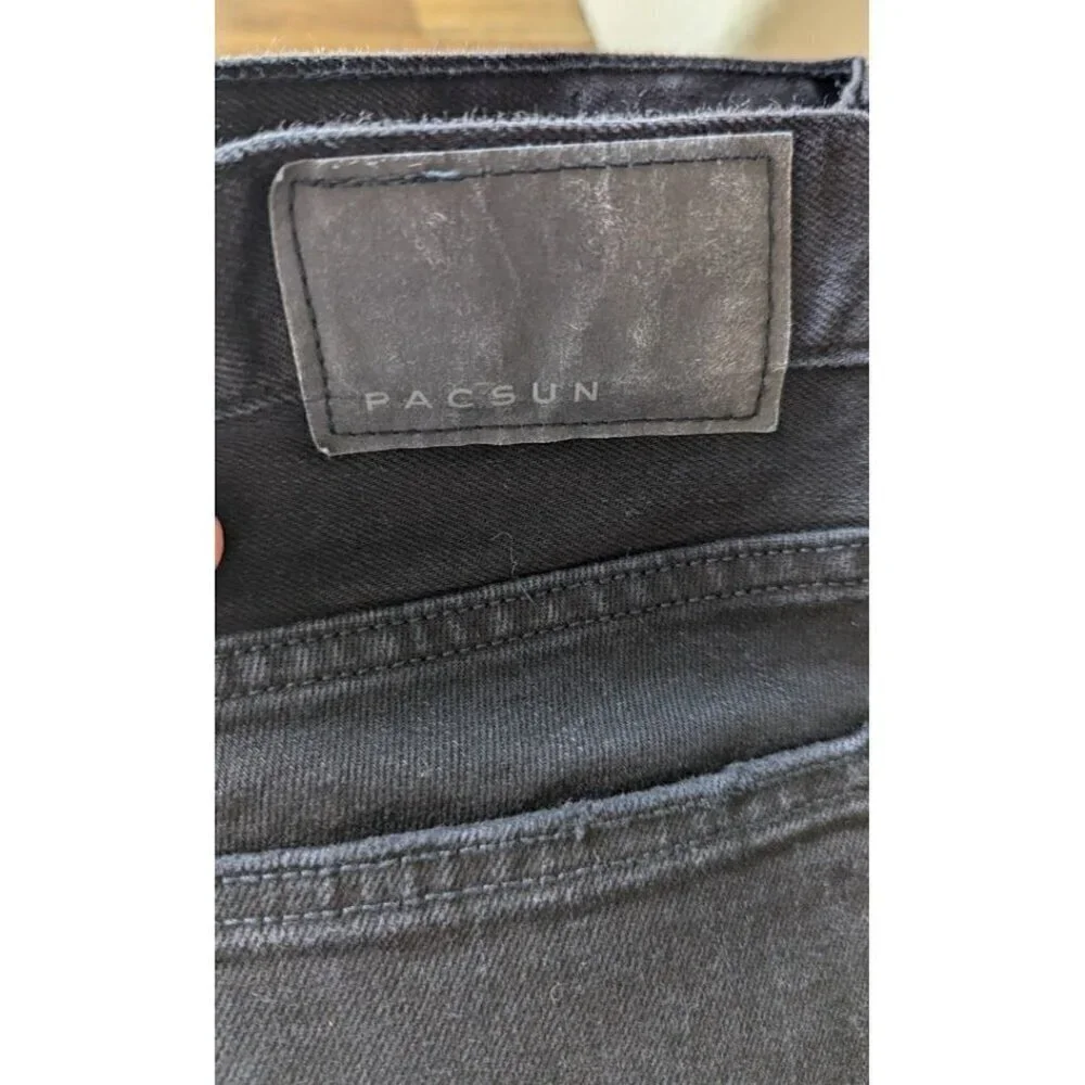 PacSun Mens Jeans 28 x 30 Stacked Skinny Skate Punk Black Distressed